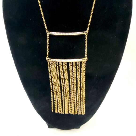 Elizabeth & James Ollie Vago Fringe Necklace 24k Gold Plated MSRP $348 NWOT - Picture 4 of 10